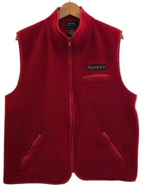 Vintage Ralph Lauren Red Fleece Zip-Front Men's Vest